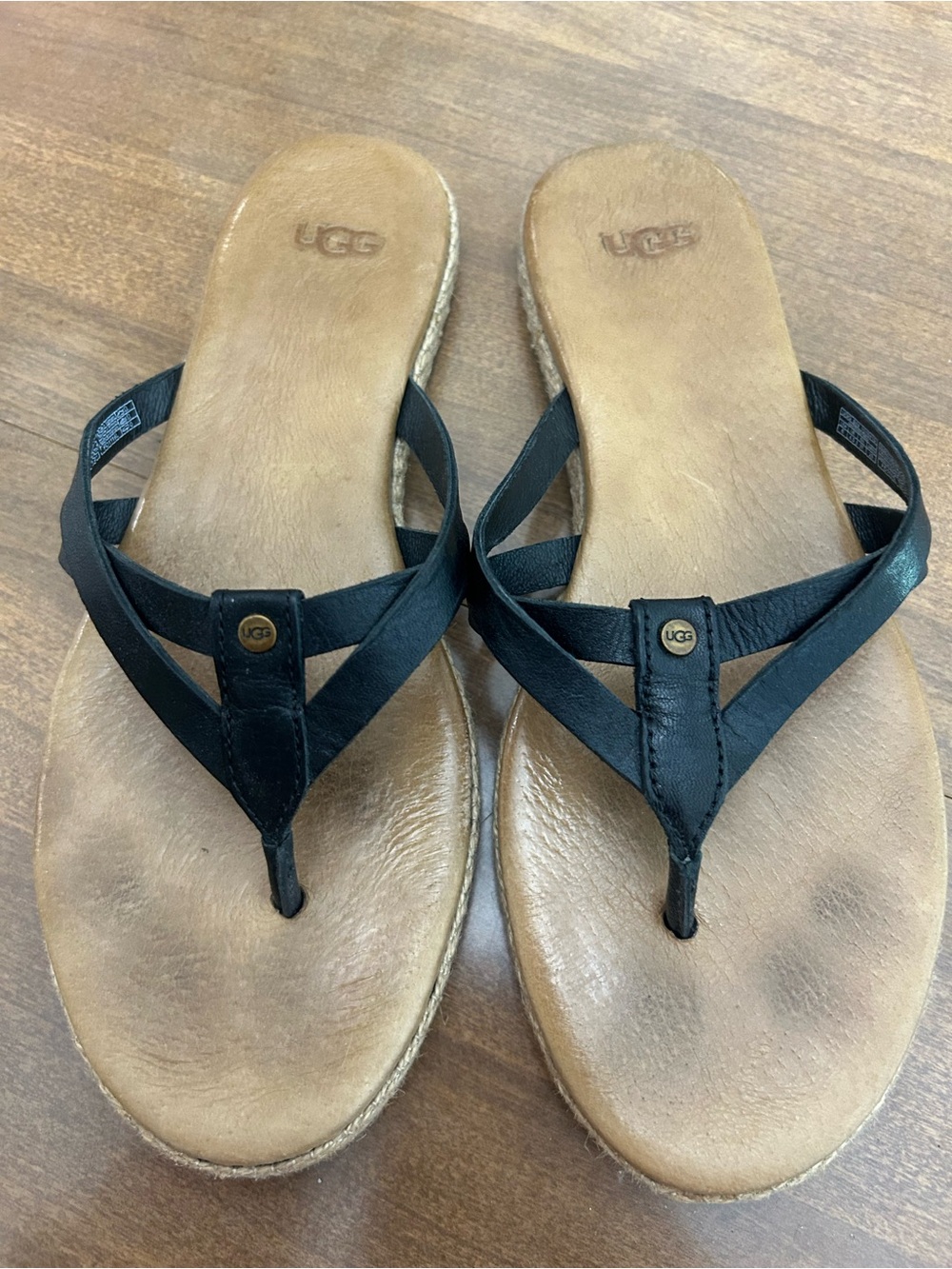UGG Black Leather Thong Sandals for Women - Classic Flip Flop Style